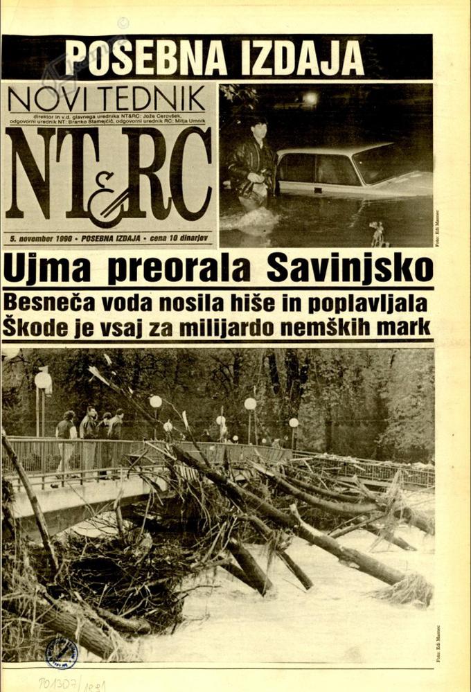 Zaradi posledic poplav je v Zgornji Savinjski dolini življenje izgubila ena oseba. Gmotne škode ni povzročila le Savinja, temveč tudi zemeljski plazovi, ki so se utrgali zaradi močnega deževja. (Fotografija: NT&RC, je del arhiva Digitalne knjižnice Slovenije, vir: Kamra) | Foto: Kamra.com