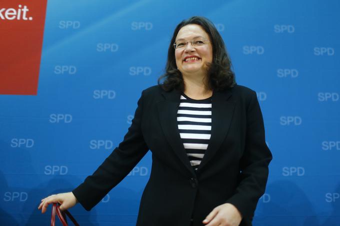 Andrea Nahles bi SPD reševala z bolj trdimi stališči do priseljencev. | Foto: Reuters