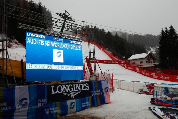 val gardena smuk | V Val Gardeni je zmagalo vreme. Moški smuk so morali zaradi dežja, snega in visokih temperatur odpovedati. | Foto Getty Images