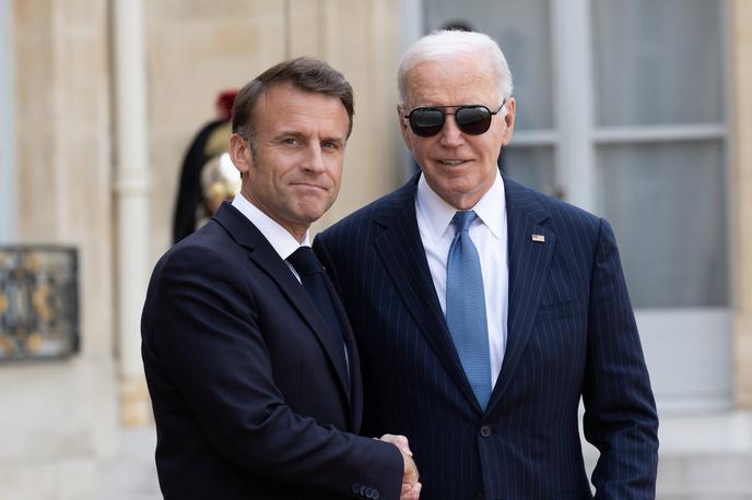 Joe Biden in Emmanuel Macron | Srečanje dvojice voditeljev naj bi služilo tudi pripravi na vrh skupine G7, ki bo sredi meseca v italijanskem Bariju, ter vrhu zveze Nato julija v Washingtonu. | Foto Guliverimage