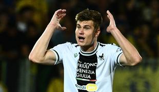 Jaka Bijol se je od Udineseja poslovil z rdečim kartonom, Juventus v ligi prvakov