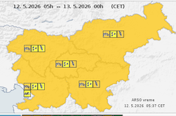 Močan veter, nalivi, sneg, tramontana in -4 stopinje Celzija