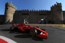Ferrarija v Bakuju pokazala mišice, prireditelji so v slabi formi #video