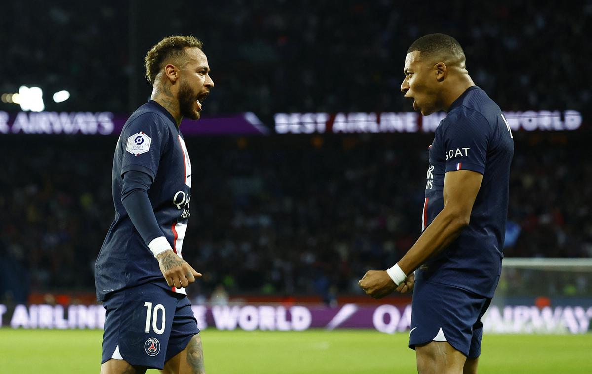 PSG Neymar Kylian Mbappe | Kylan Mbappe je podal in Neymar je zabil ob koncu prvega polčasa za 1:0. | Foto Reuters