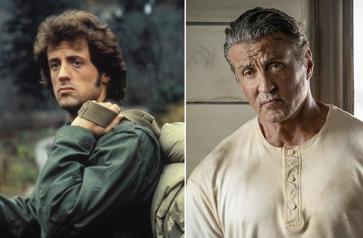 Sylvester Stallone v prvem Rambu leta 1982 in v zadnjem, izdanem leta 2019 | Foto: IMDb