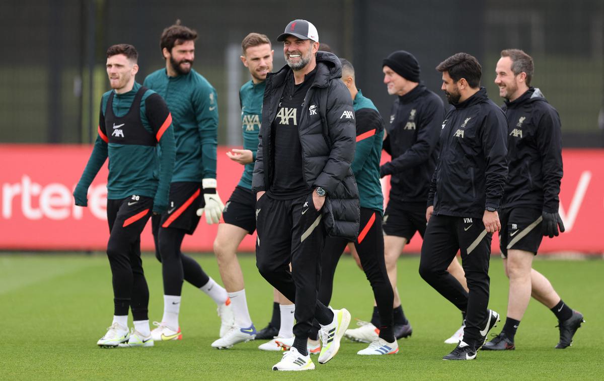 Liverpool Klopp | Jürgen Klopp s svojimi varovanci na zadnjem treningu pred sredino tekmo | Foto Reuters