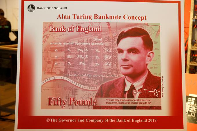 Novi bankovec za 50 funtov naj bi v obtok prišel konec leta 2021, na njem bo podoba Turinga iz leta 1951. | Foto: Reuters