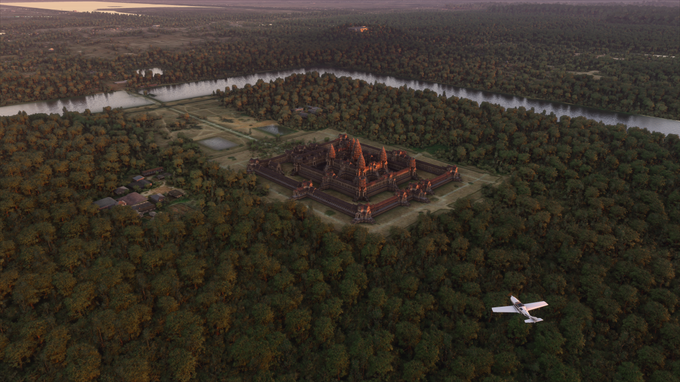 V igri Microsoft Flight Simulator lahko seveda obiščemo tudi skoraj vse svetovne znamenitosti, kot so Kip svobode, Eifflov stolp, piramide v Egiptu ali pa tempelj Angkor Vat v Kambodži (na fotografiji). | Foto: Microsoft