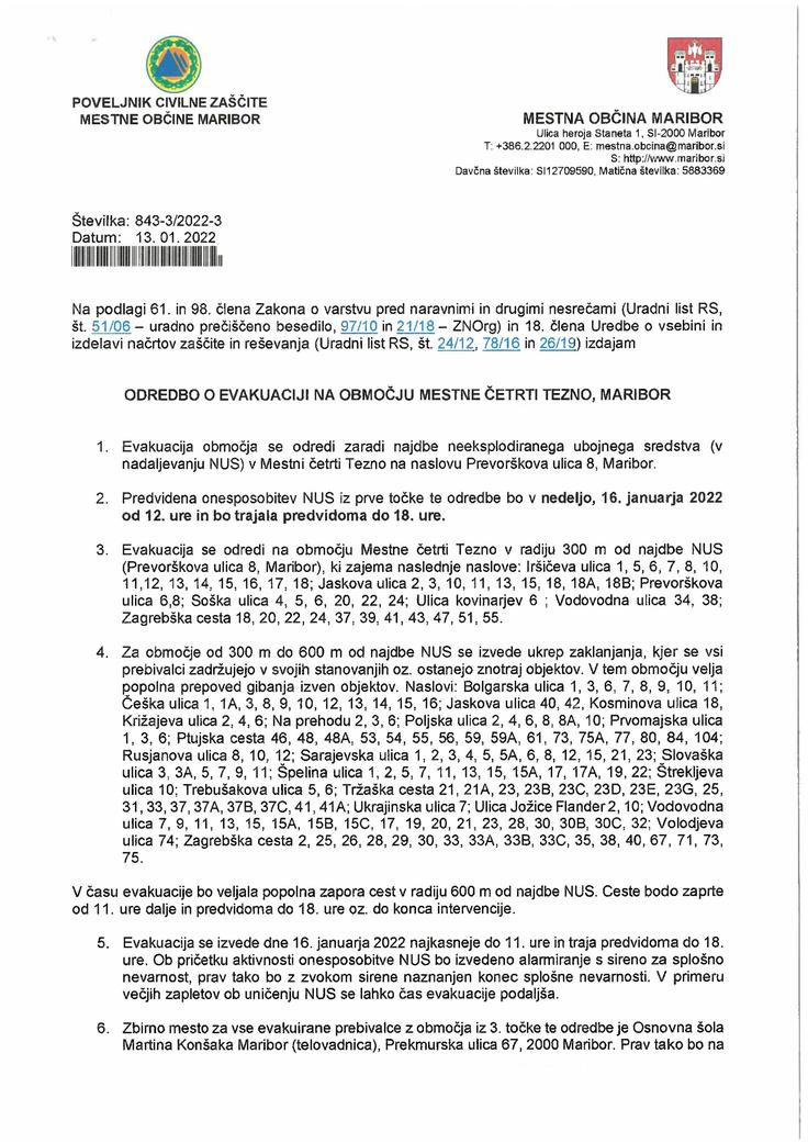 Odredba o evakuaciji. | Foto: 