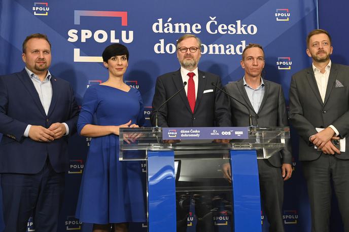 Marian Jurečka, Marketa Pekarova Adamova, Petr Fiala, Ivan Bartoš in Vit Rakušan | Foto Predsedniki koalicijskih strank Marian Jurečka, Marketa Pekarova Adamova, Petr Fiala, Ivan Bartoš in Vit Rakušan