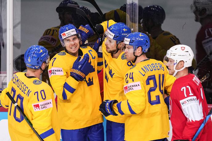 Švedska Švica SP v hokeju 2021 Riga | Švedi so po dveh porazih le prišli do prve zmage na svetovnem prvenstvu, s kar 7:0 so se znesli nad Švicarji. | Foto Guliverimage