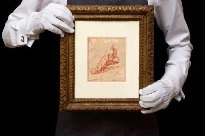 Michelangelo, skica, risba, Libijska Sibila | Poslikavo stropa je Michelangelu naročil papež Julij II., Michelangelo je celoten strop - 520 kvadratnih metrov površine - poslikal sam med letoma 1508 in 1512. | Foto Christie's