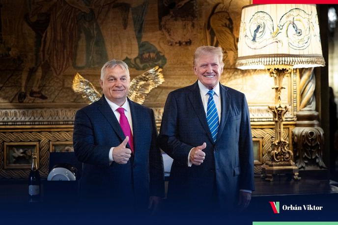 Donald Trump in Viktor Orban | Viktor Orban je po srečanju z Donaldom Trumpom v pismu voditeljem EU zapisal, da bo morala Unija v primeru Trumpove ponovne izvolitve močno povečati finančno pomoč Ukrajini. | Foto Reuters