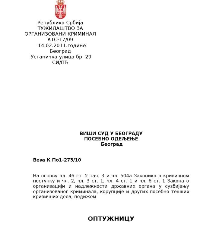 V oddaji so pokazali obtožnico proti visokemu uslužbencu NLB v Novem Sadu, ki je za Šarićevega odvetnika v enem dnevu opral kar slabega pol milijona evrov. | Foto: 