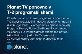 Planet TV ponovno v T-2 programski shemi