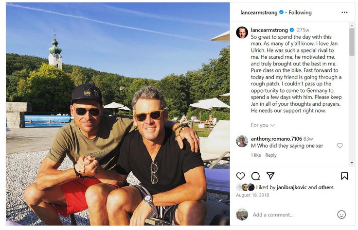 Jan Ullrich Lance Armstrong 2018 | Foto: Instagram