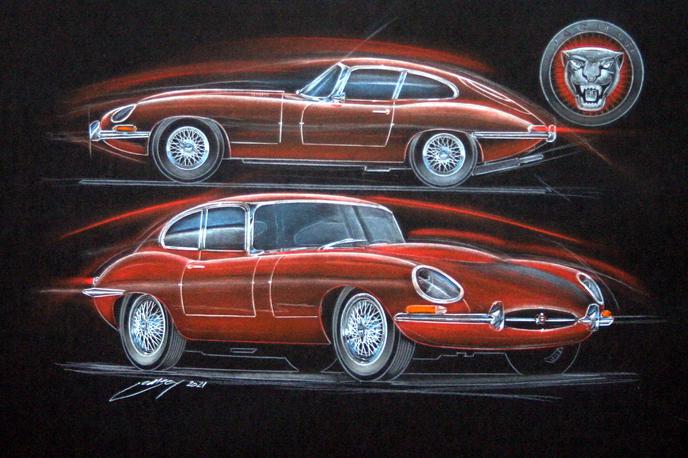 Jaguar e-type Georg Gedl | Ilustracija Georg Gedl