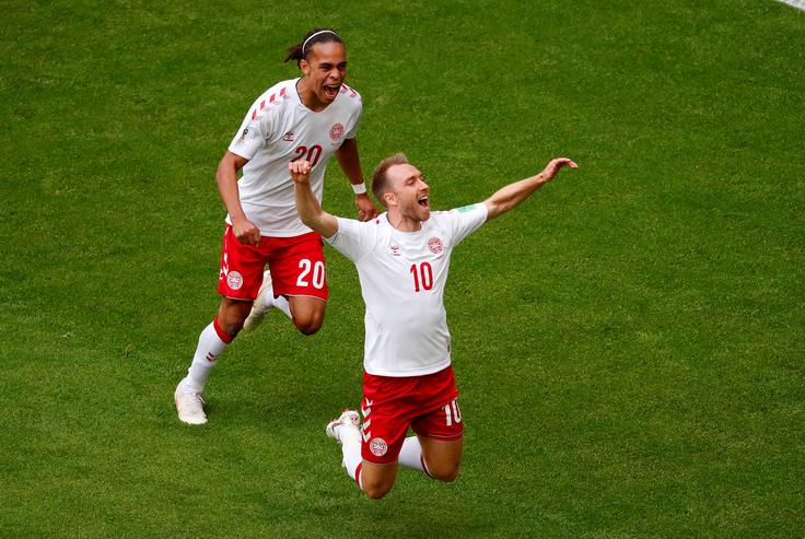Christian Eriksen je proti Avstraliji dosegel prekrasen zadetek. | Foto: Reuters