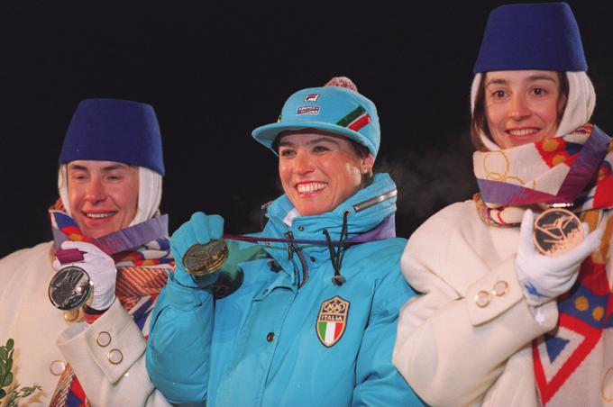 Tudi Manuela di Centa je s svojimi športnimi dosežki poskrbela za vpis v zgodovino. Je namreč prva Italijanka, ki se je povzpela na Everest, na olimpijskih igrah pa je v smučarskem teku osvojila sedem medalj, med njimi sta tudi dve zlati.  | Foto: Getty Images