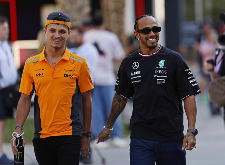 Lando Norris in Lewis Hamilton | Foto: Reuters
