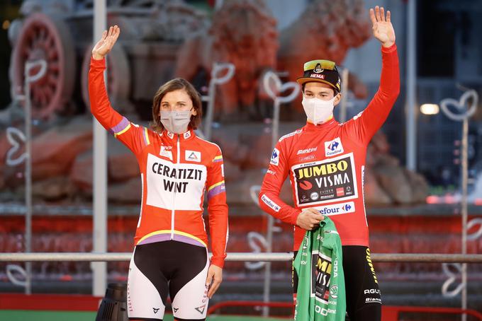 Nemka Lisa Brennauer (Ceratizit-WNT Pro Cycling) in Primož Roglič (Jumbo-Visma), zmagovalca ženske in moške Vuelte | Foto: PHOTOGOMEZSPORT2020