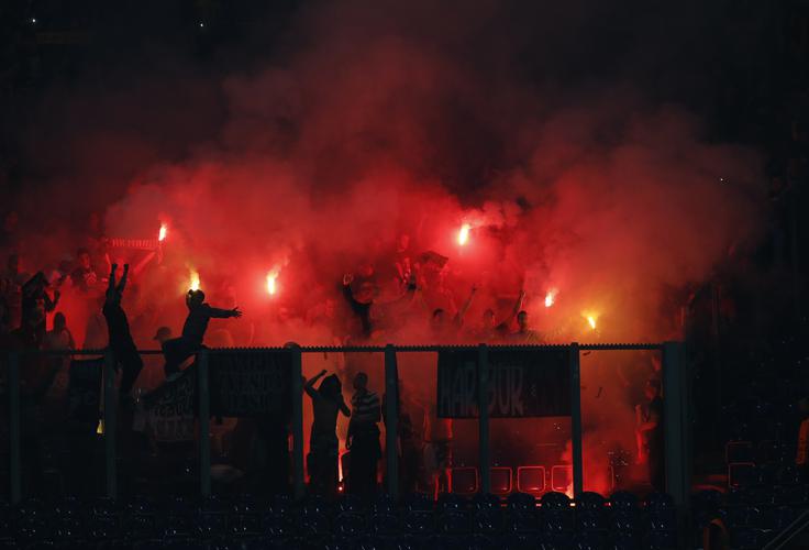 Zadetek Boharja je na tribunah Veltins Arene z navdušenjem pozdravilo ogromno navijačev Maribora. | Foto: Reuters