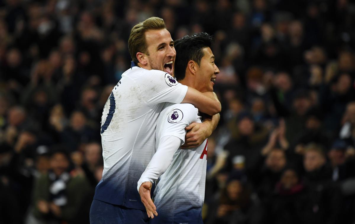 Harry Kane | Veselje Harrya Kanea in Heung-Min Sona ob zmagi Tottenhama nad Chelseajem. | Foto Getty Images