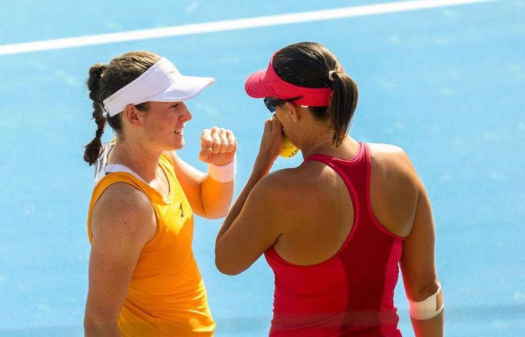 Tamara Zidanšek in Andreja Klepač sta se nagarali za zmago. | Foto: Vid Ponikvar/Sportida