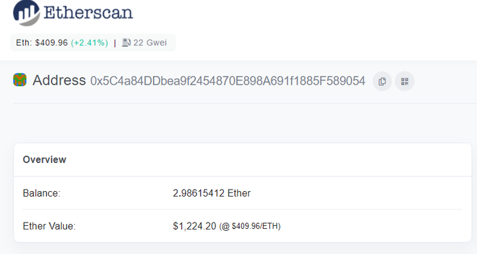 Goljuf je do zdaj prejel okrog tisoč evrov v kriptovaluti ether (na fotografiji) in približno 3.000 evrov v kriptovaluti bitcoin.  | Foto: Matic Tomšič / Posnetek zaslona