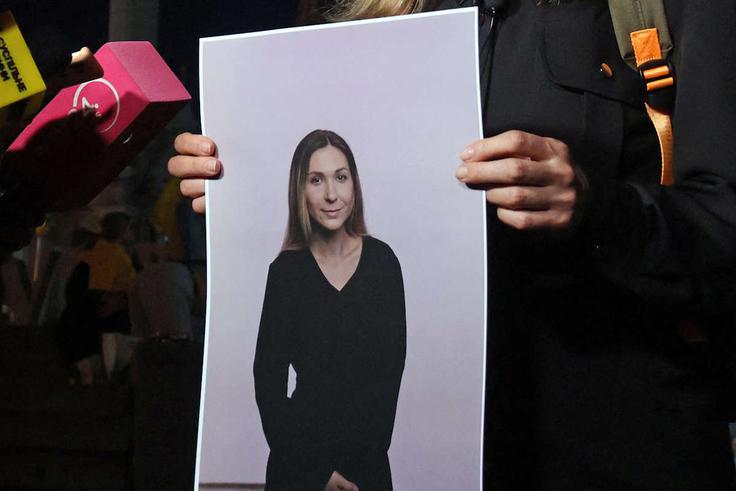 Oktobra lani je po novici, da je Viktorija Roščina umrla v zaporu v Rusiji, v Kijevu potekal spominski shod.  | Foto: Reuters