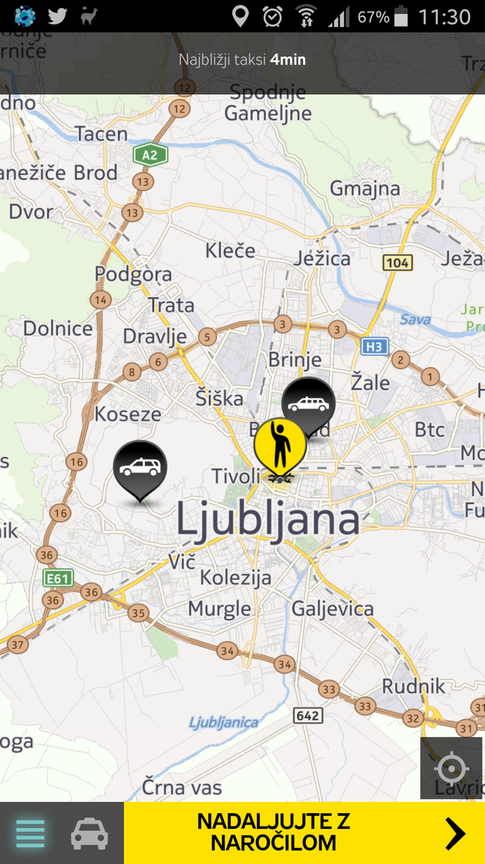 Petek, sredi delovnega časa, v aplikaciji Hopin na ljubljanskih ulicah samo dve taksi vozili. Kam so šli vsi drugi? | Foto: Srdjan Cvjetović