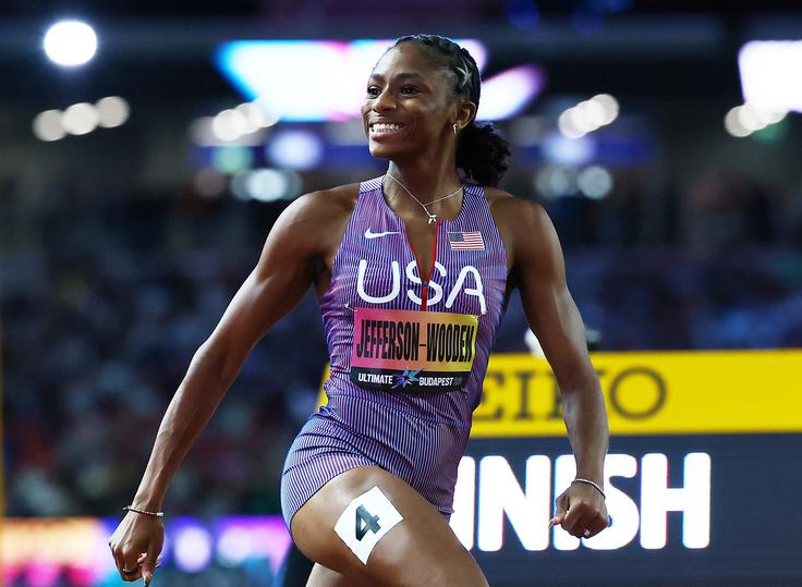 Melissa Jefferson Wooden je z izidom sezone na svetu 10,62 sekunde zmagala na 100 m.  | Foto: Reuters