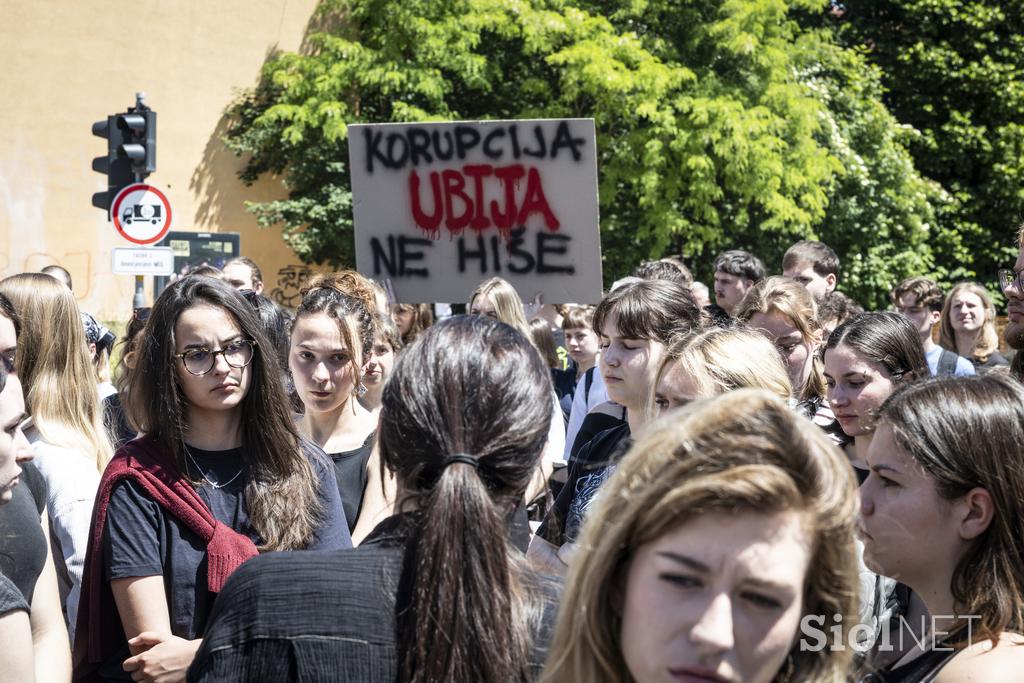 Protest študentov na Aškrčevi.