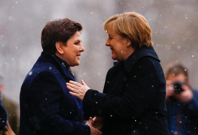 Nemška politika in mediji so ostro napadali novo poljsko vlado in grozili s sankcijami. Pozneje so se medijski napadi na Poljsko malce umirili, februarja letos je Varšavo obiskala tudi nemška kanclerka Angela Merkel. A odnosi med sosedama, ki imata zelo travmatično zgodovino, še vedno niso prijateljski. | Foto: Reuters