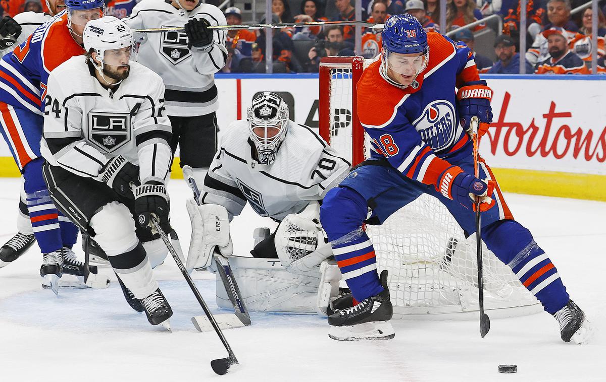 Edmonton Oilers Kings | Hokejisti Edmontona so rezultat v skupnih zmagah izenačili na 1:1. | Foto Reuters