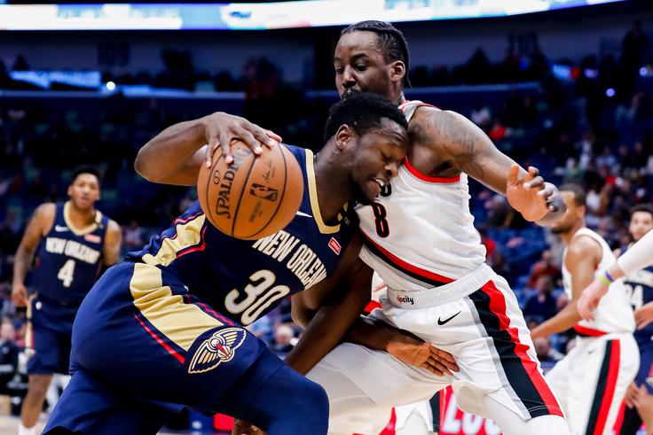 Julius Randle je s 45 točkami vknjižil osebni rekord, a se na koncu ni mogel veseliti zmage. | Foto: Reuters