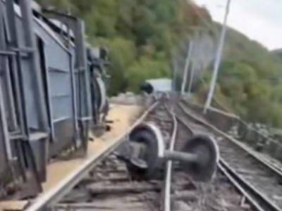 Katastrofa: pri Reki iztiril tovorni vlak, 11 vagonov zgrmelo v prepad #video