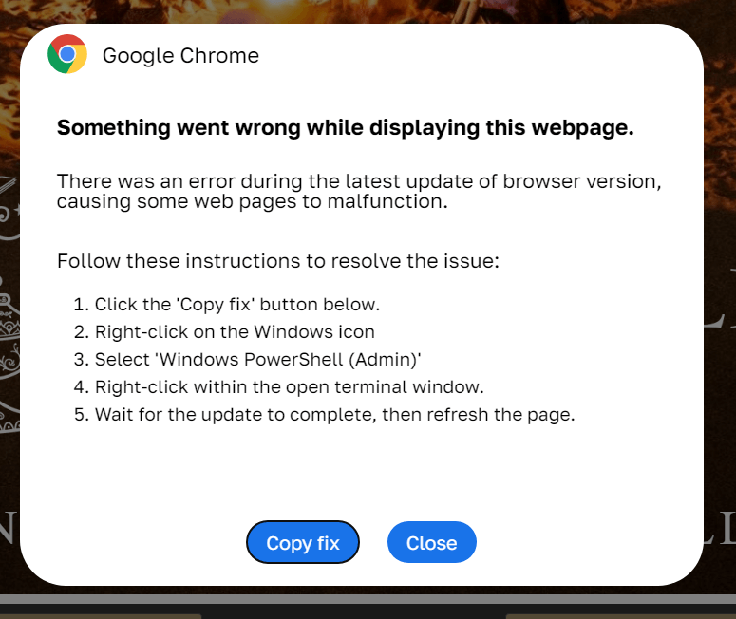 Če kdaj prejmeje takšno opozorilo s pozivom, da na svoj računalnik kopirajte popravek za domnevno napako v programski opremi in jo prilepite kamor koli, ste lahko prepričani, da nekdo poskuša vdreti v vaš računalnik.  | Foto: Kaspersky