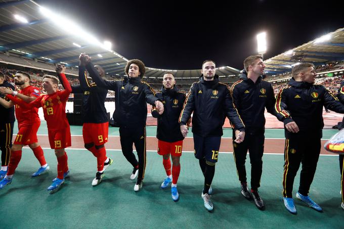 Rdeči vragi, belgijski nogometni asi, ki so lani osvojili tretje mesto na SP v Rusiji, so se kot prvi uvrstili na Euro 2020. | Foto: Reuters