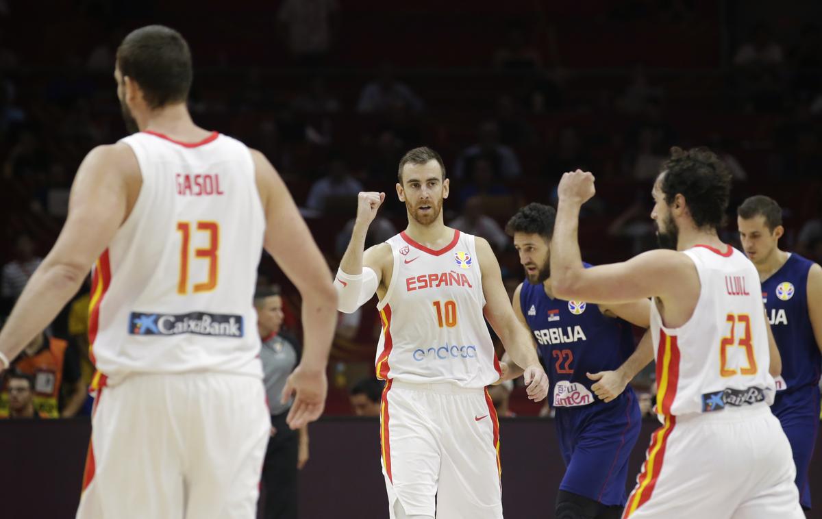 Španija, košarka | Španci so proti Srbom navdušili in precej zlahka prišli do pete zmage na peti tekmi, ki so jo na Kitajskem odigrali. | Foto Reuters