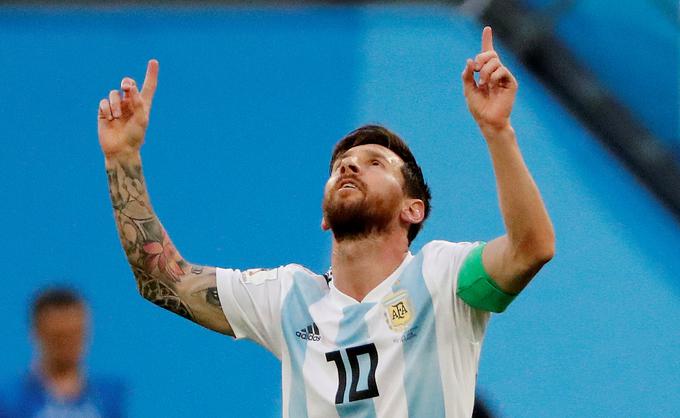 Lionel Messi je dosegel prvi zadetek na svetovnem prvenstvu v Rusiji. Dvojno veselje v prvem polčasu mu je preprečila vratnica. | Foto: Reuters