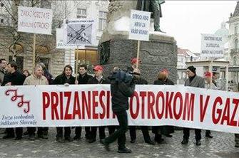 Sindikati z mirovno manifestacijo za zaščito otrok v Gazi
