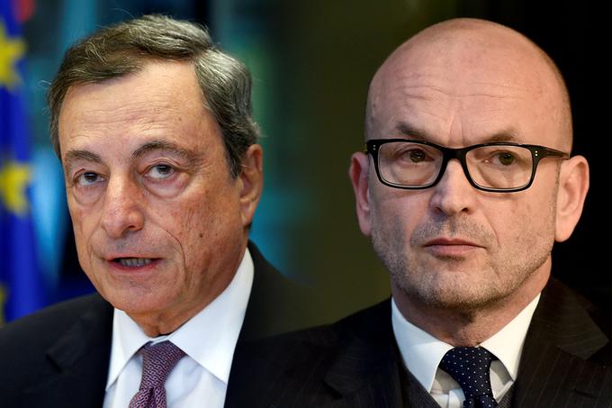 Guverner Banke Slovenije Boštjan Jazbec (desno) je pošiljal pisma guvernerju Evropske centralne banke (ECB) Mariu Draghiju (levo). | Foto: STA ,