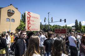Protest študentov na Aškrčevi.