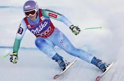 Tina Maze na nesrečni strani stotink, a vseeno znova na stopničkah