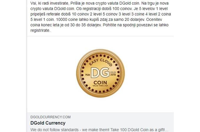 DGold Coin | Foto: Matic Tomšič / Posnetek zaslona