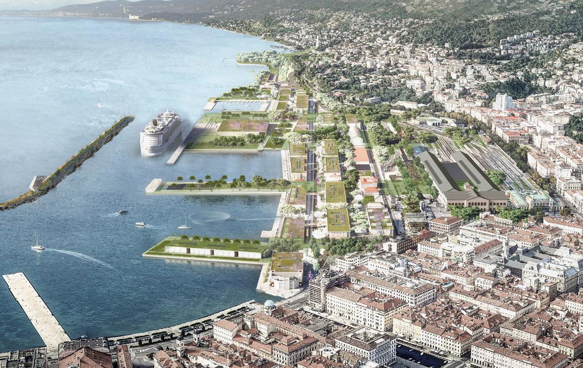 projekt Porto vecchio v Trstu | Po poročanju Primorskega dnevnika so v torek na zunanji strani dvoriščnih vrat svetoivanskih slovenskih šol v Ulici Caravaggio v Trstu opazili kljukast križ, ki so ga s črno barvo narisali neznanci. | Foto občina Trst