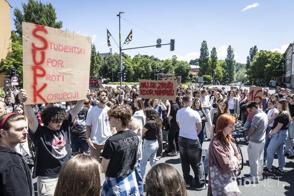 Protest študentov na Aškrčevi.
