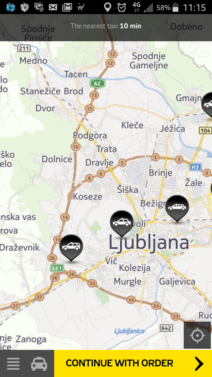 Aplikacija je ista za vsa mesta, kjer deluje Hopintaxi, uporabniški vmesnik pa je na voljo v več jezikih, seveda tudi v slovenščini. | Foto: Srdjan Cvjetović