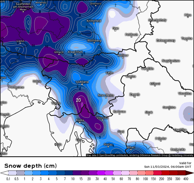 Nekateri izračuni za začetek novembra napovedujejo sneg. Poudariti je treba, da napoved za več kot teden dni vnaprej še ni zanesljiva. | Foto: meteologix